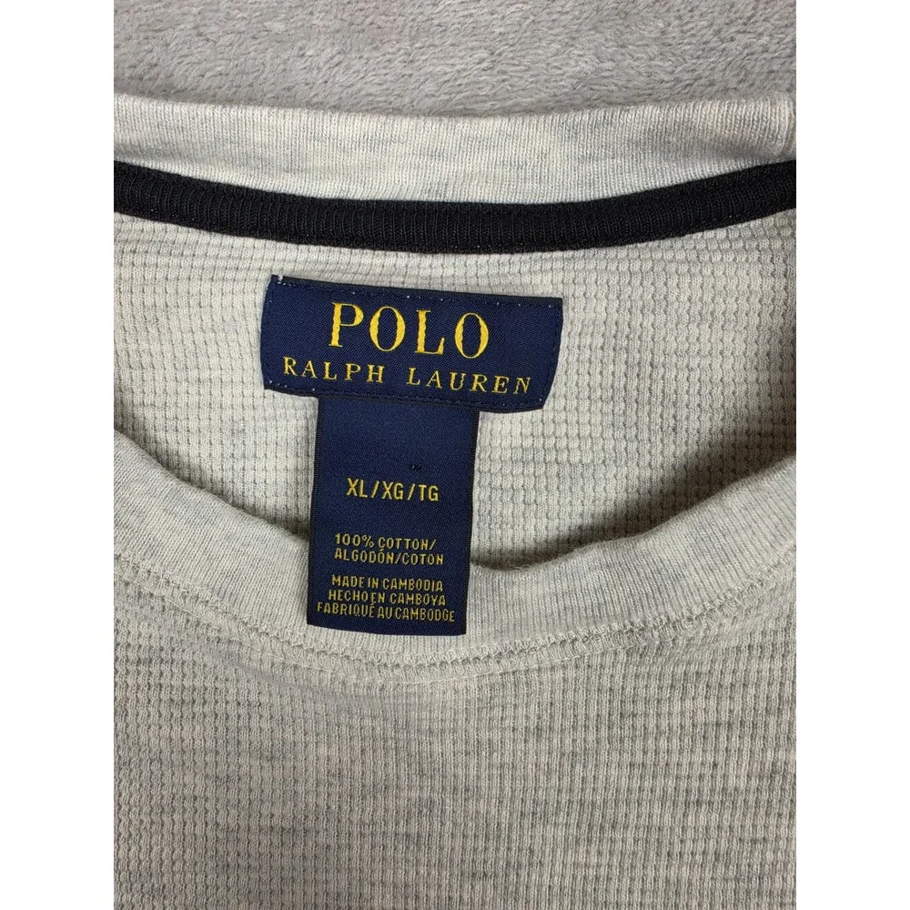 Polo Ralph Lauren Waffle Knit Shirt Mens XL Beige Long Sleeve Pony Logo